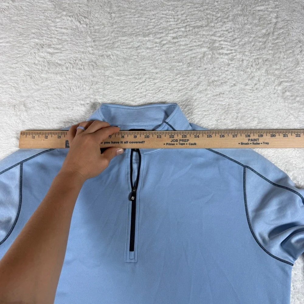 FootJoy Mens M 1/4 Zip Pullover Light Blue L/S Contrast Stitching 25059
